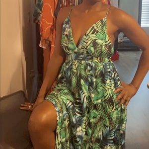 Jungle Green spaghetti strap sundress